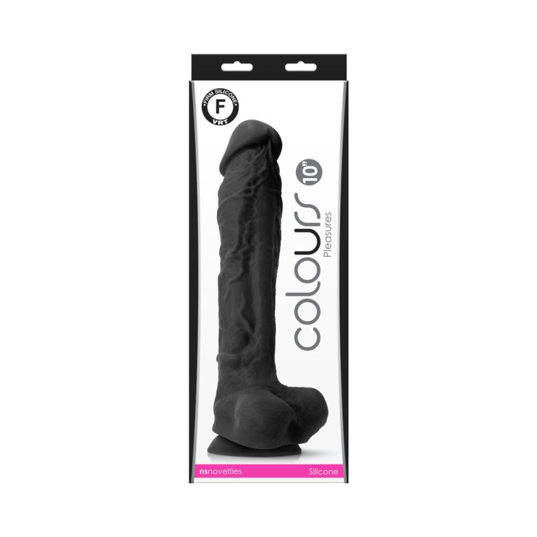 Colours Pleasures 10 inch silicone dildo in black
