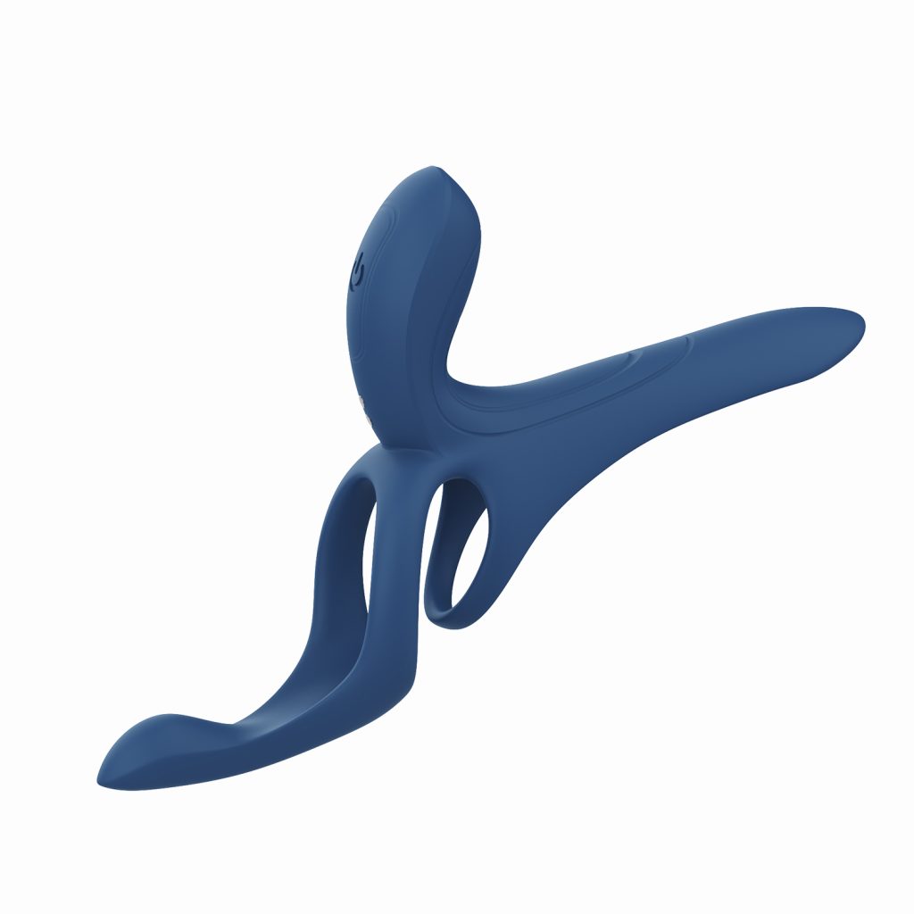 Pleasure Pivot app controlled couples vibrator in navy blue