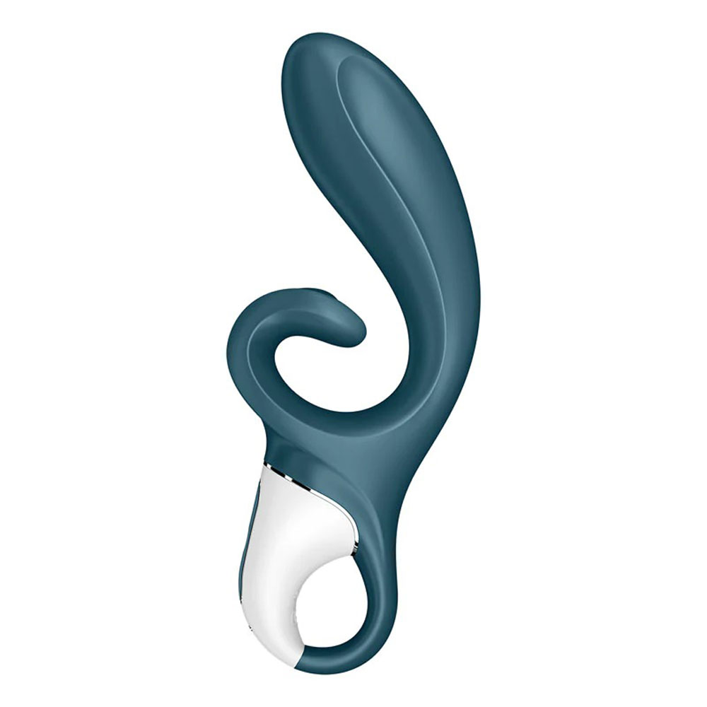 Satisfyer Hug Me rabbit vibrator in grey and blue