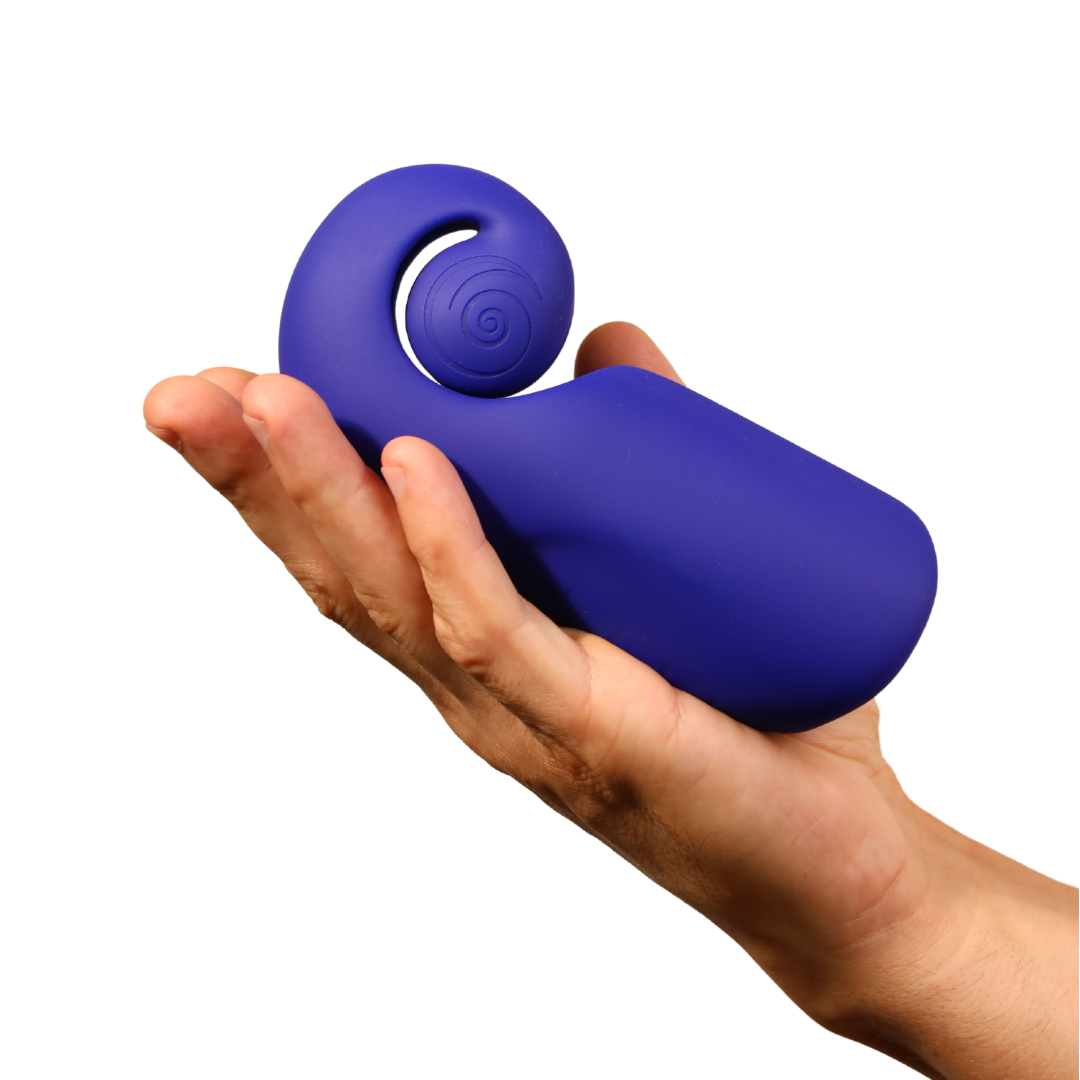 Snail Vibe Evo rechargeable masturbator in navy blue manufacturer view