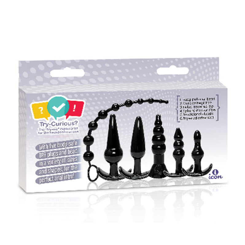Try-Curious anal plug kit in black