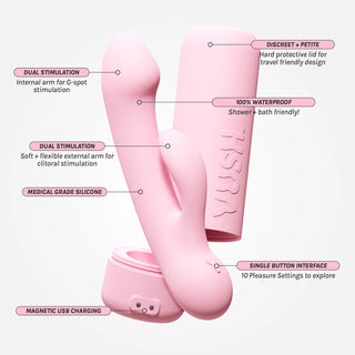 VUSH Glow Rabbit Vibrator feature infographic