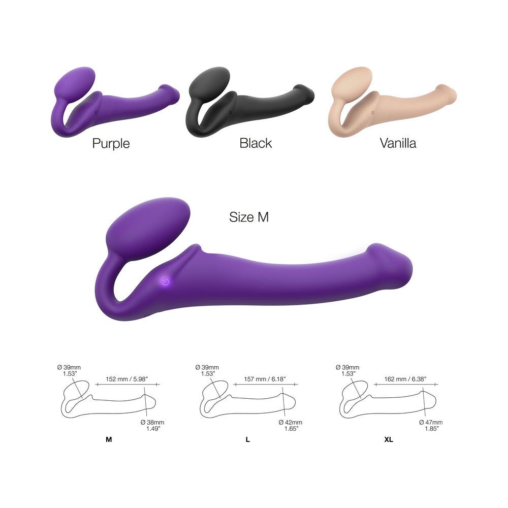 Strap-On-Me Rechargeable Remote-Controlled Vibrating Bendable Strap-On Purple M