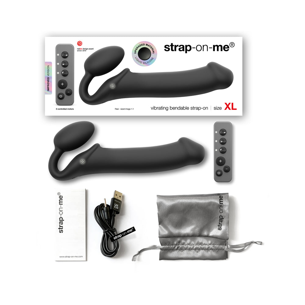 Strap-On-Me Vibrating Bendable Strapless Strap-On Black XL
