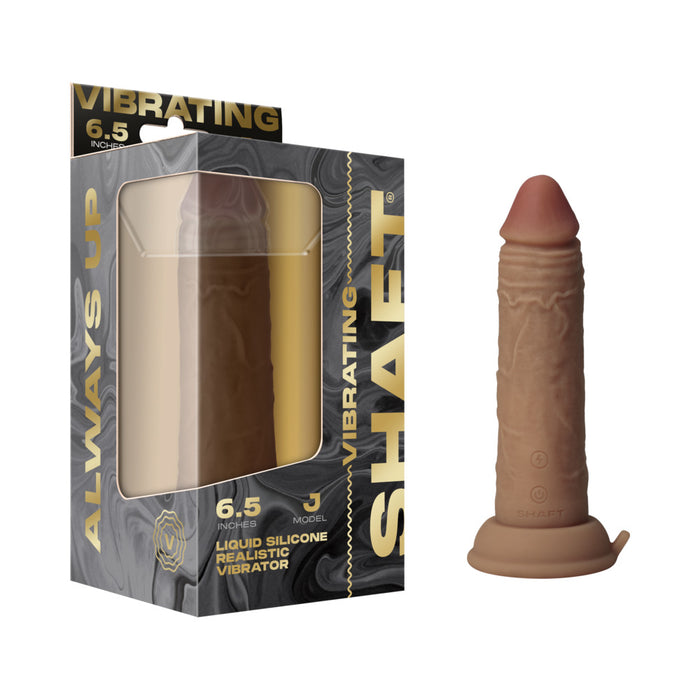 Shaft Vibrating Model J 6.5 inch dual density silicone dildo Oak