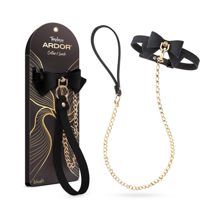 Temptasia Ardor Collar & Leash Black with Bow